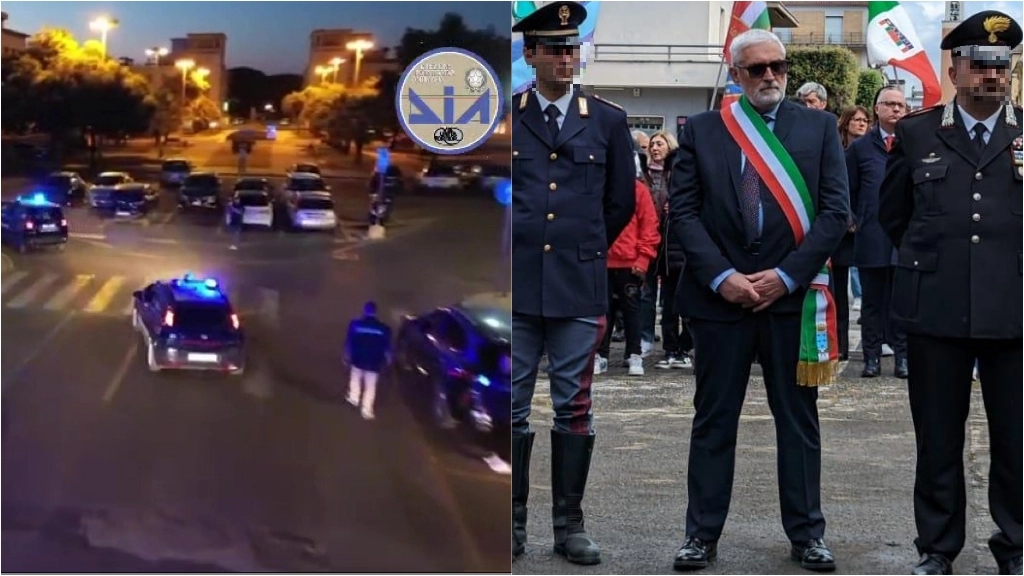 Un frame dell'operazione della Dda di Roma. A destra: il sindaco di Latina, Lanfranco Principi