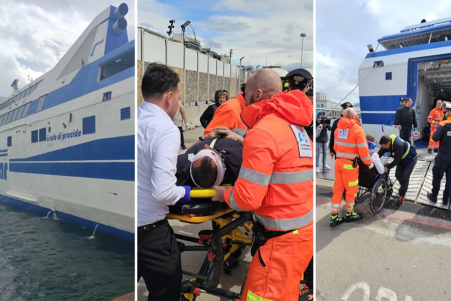 La nave veloce sbandata al Molo Beverello di Napoli. Una trentina i feriti