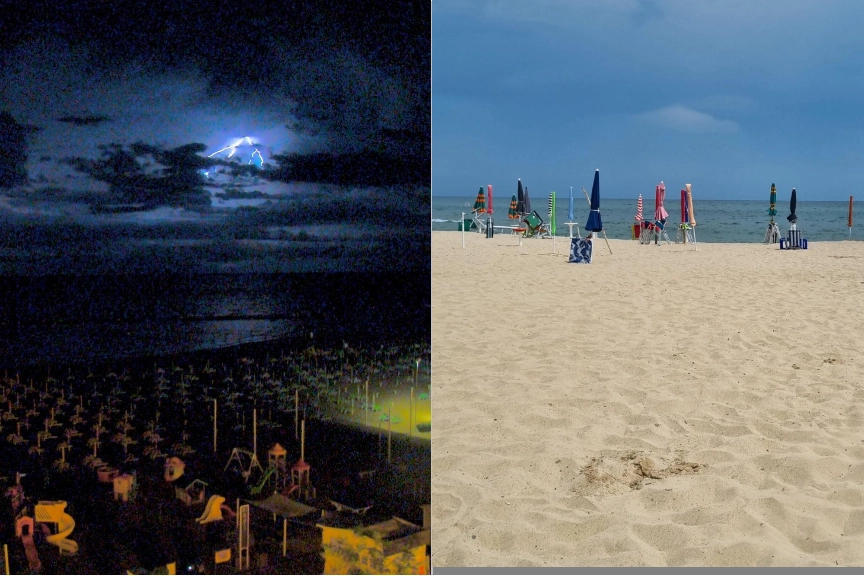 Un fulmine si è abbattuto sulla spiaggia di Alba Adriatica