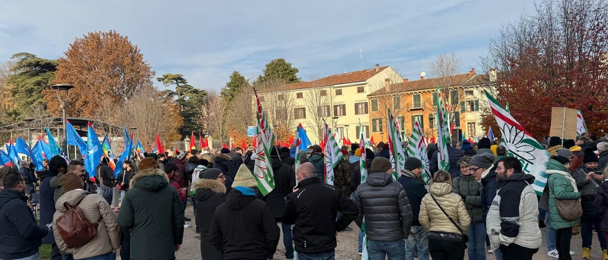 Presidio metalmeccanici davanti a Confindustria Verona