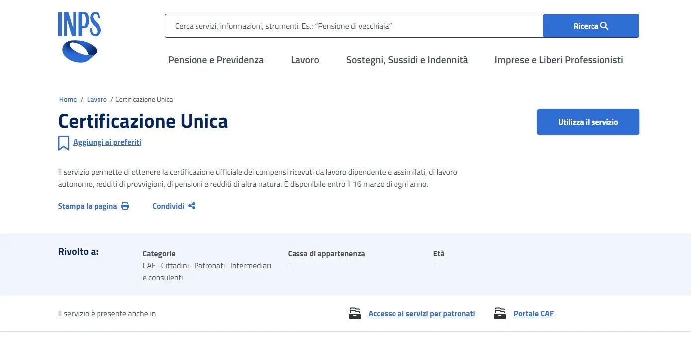 La Certificazione Unica 2024 Inps disponibile online. Ecco come scaricarla