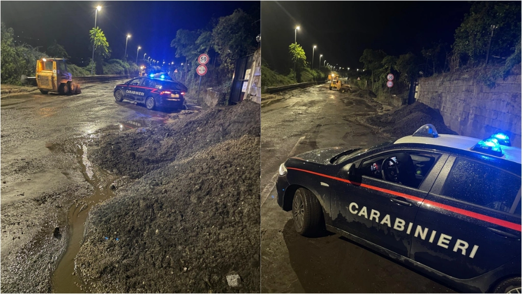 La frana ha invaso la statale per Agerola, nel Napoletano