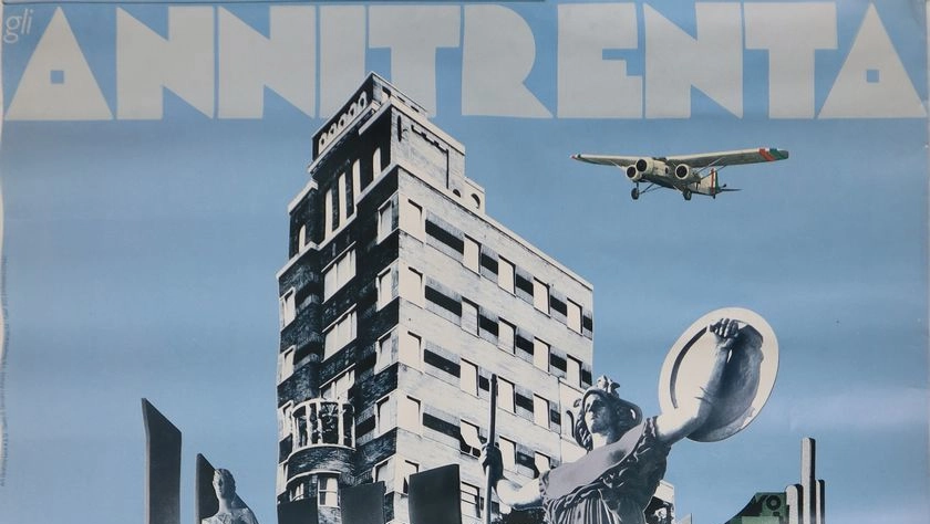Il cartellone della mostra Annitrenta, dedicata ad Arte e cultura in Italia al tempo del fascismo, organizzata a Milano nel 1982
