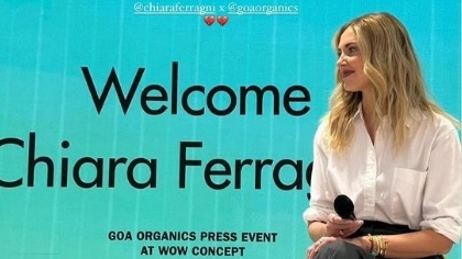 Chiara Ferragni al lancio della partnership con Goa Organics (foto Instagram)