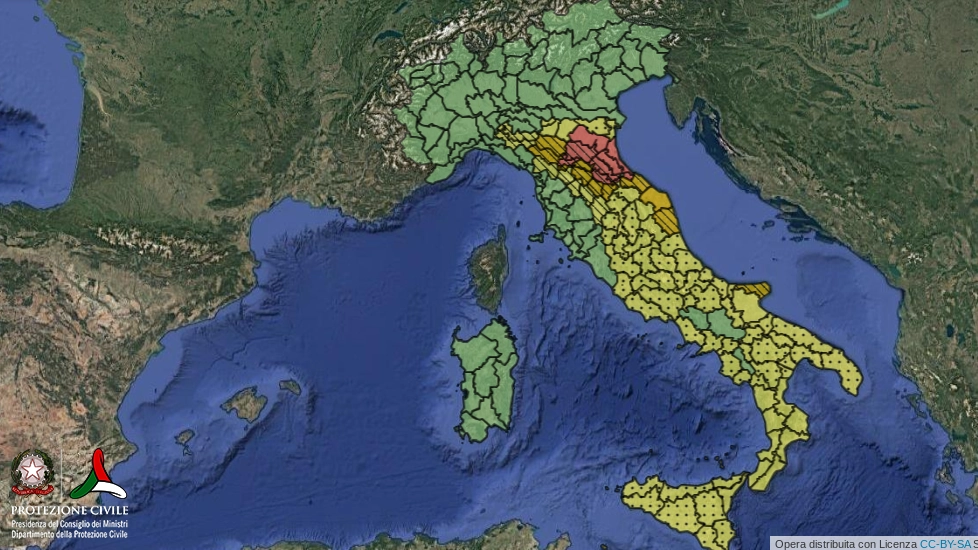 Il bollettino di criticità della Protezione civile per il 19 settembre