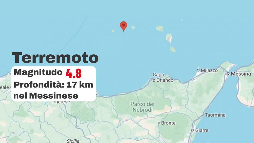 Messina, terremoto al largo delle Eolie: scossa di magnitudo 4.8 avvertita fino a Palermo