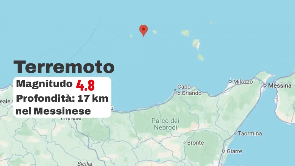 Messina, terremoto al largo delle Eolie: scossa di magnitudo 4.8 avvertita fino a Palermo