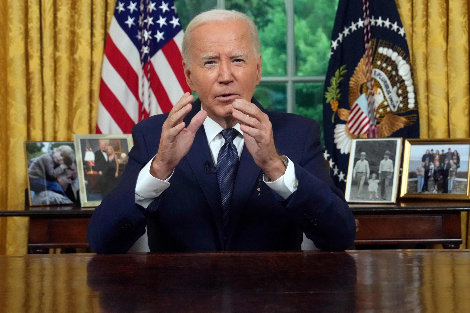 Il presidente Usa Joe Biden durante il suo discorso dallo Studio Ovale
