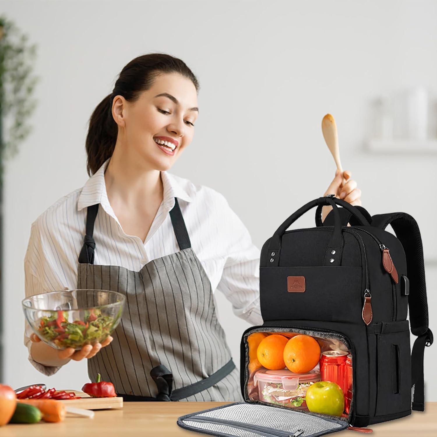 Design intelligente per chi è sempre in movimento; questo zaino con borsa termica e scomparto laptop è perfetto per le giornate fuori casa