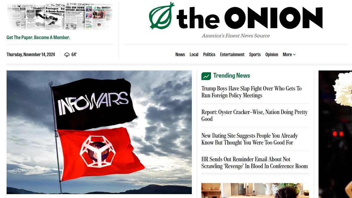 Il sito satirico americano The Onion si compra il sito complottista ed estremista di destra Infowars