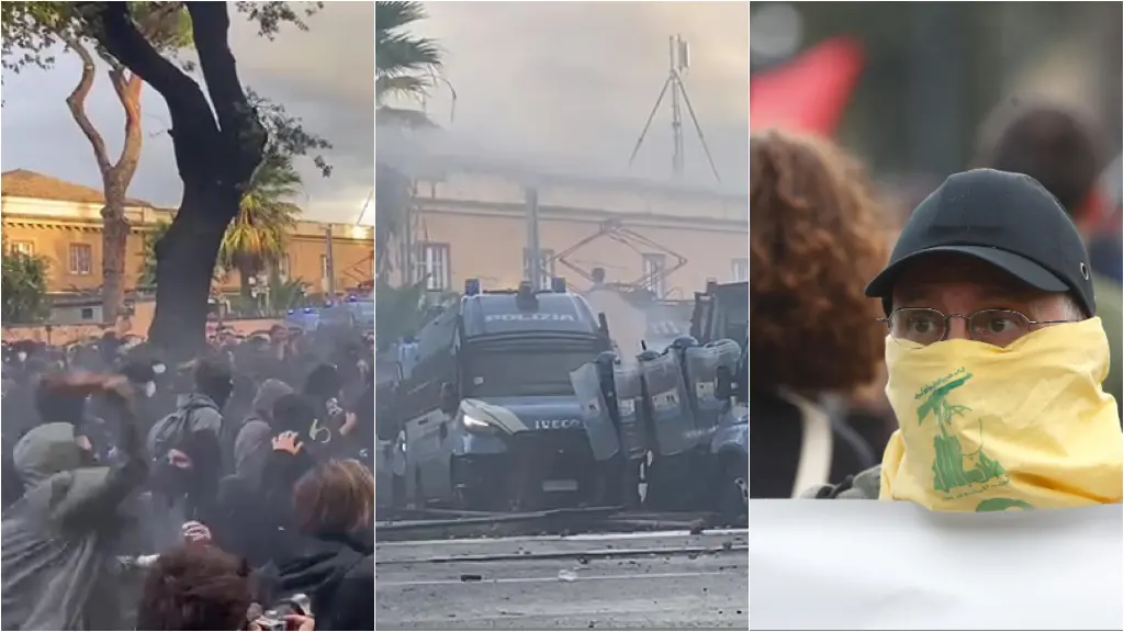 Scontri al corteo pro Palestina a Roma , guerriglia in piazza. Bombe carta e pali contro gli agenti: 34 feriti e 4 fermi