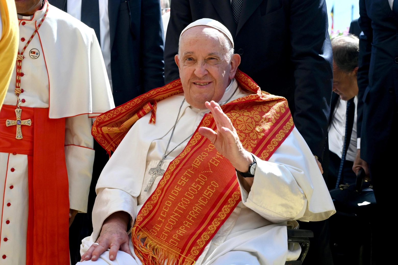 Papa Francesco durante un incontro con i giovani nel Centro de Convencoes, Dili, a Timor Est