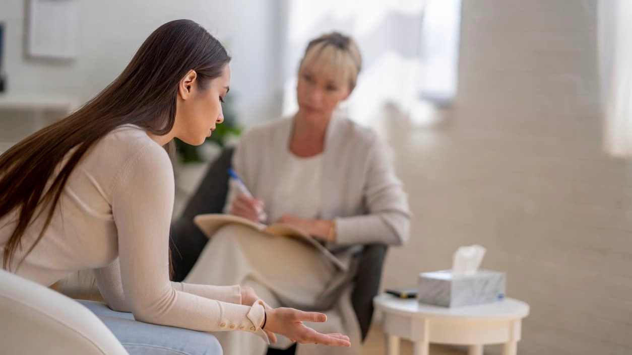 Distraught Woman in Therapy