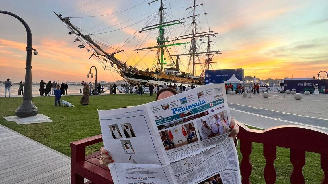 La nave scuola Amerigo Vespucci, ormeggiata all'Old Doha Port, celebra il tour mondiale e arricchisce il Villaggio Italia.