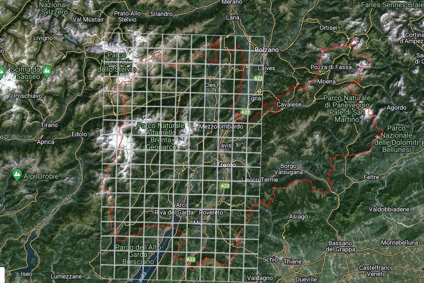 Trentino: un dettaglio della mappa sugli orsi con il radiocollare