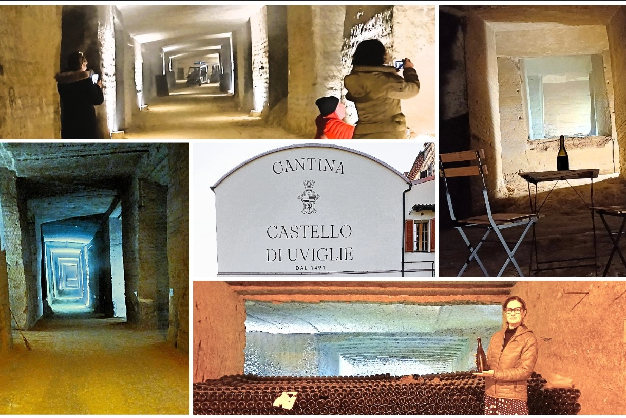 La grande e labirintica ex cava di Pietra da Cantone, nella cavità della collina presso la cantina del Castello di Uviglie, con Simonetta Ghia Bonzano