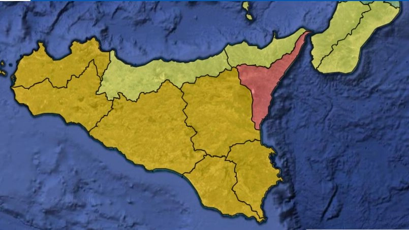 Allerta meteo in Sicilia (fonte Dipartimento della Protezione civile)