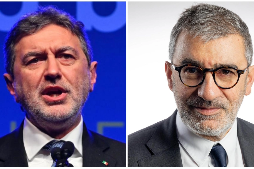 Marco Marsilio e Luciano D'Amico, i due candidati a presidente della Regione Abruzzo (Ansa)