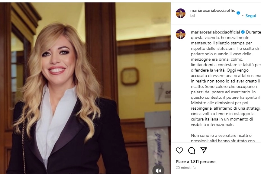 Maria Rosaria Boccia e il post su Instagram (foto IS)