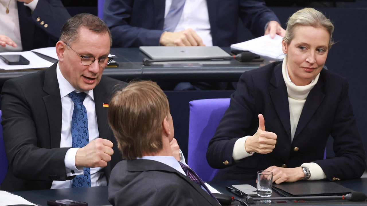 Afd: Alice Weidel, Bernd Baumann, Tino Chrupalla (Ansa)