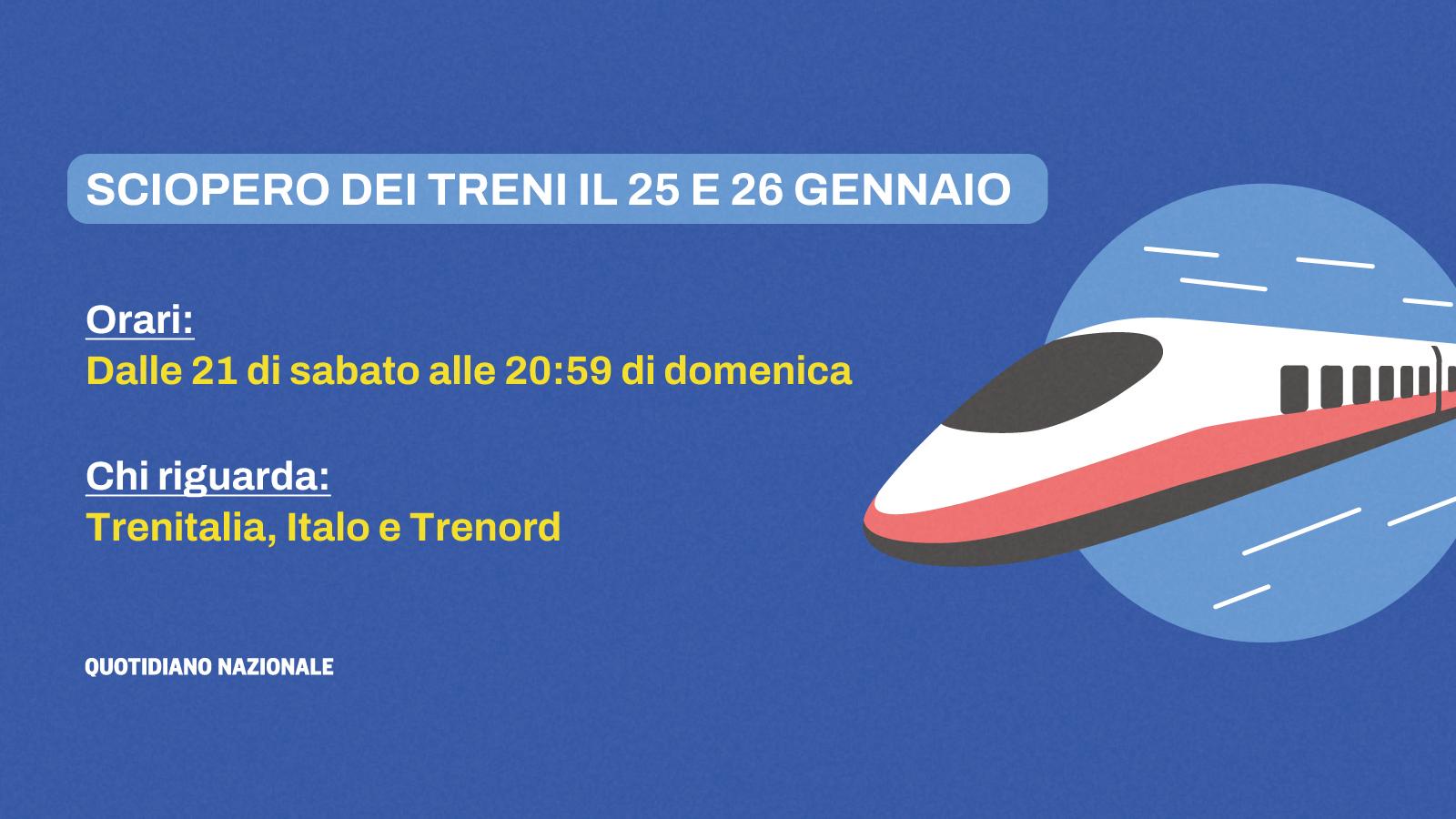 I treni garantiti per lo sciopero del 25 e 26 gennaio. Orari e Pdf: da Trenitalia a Italo