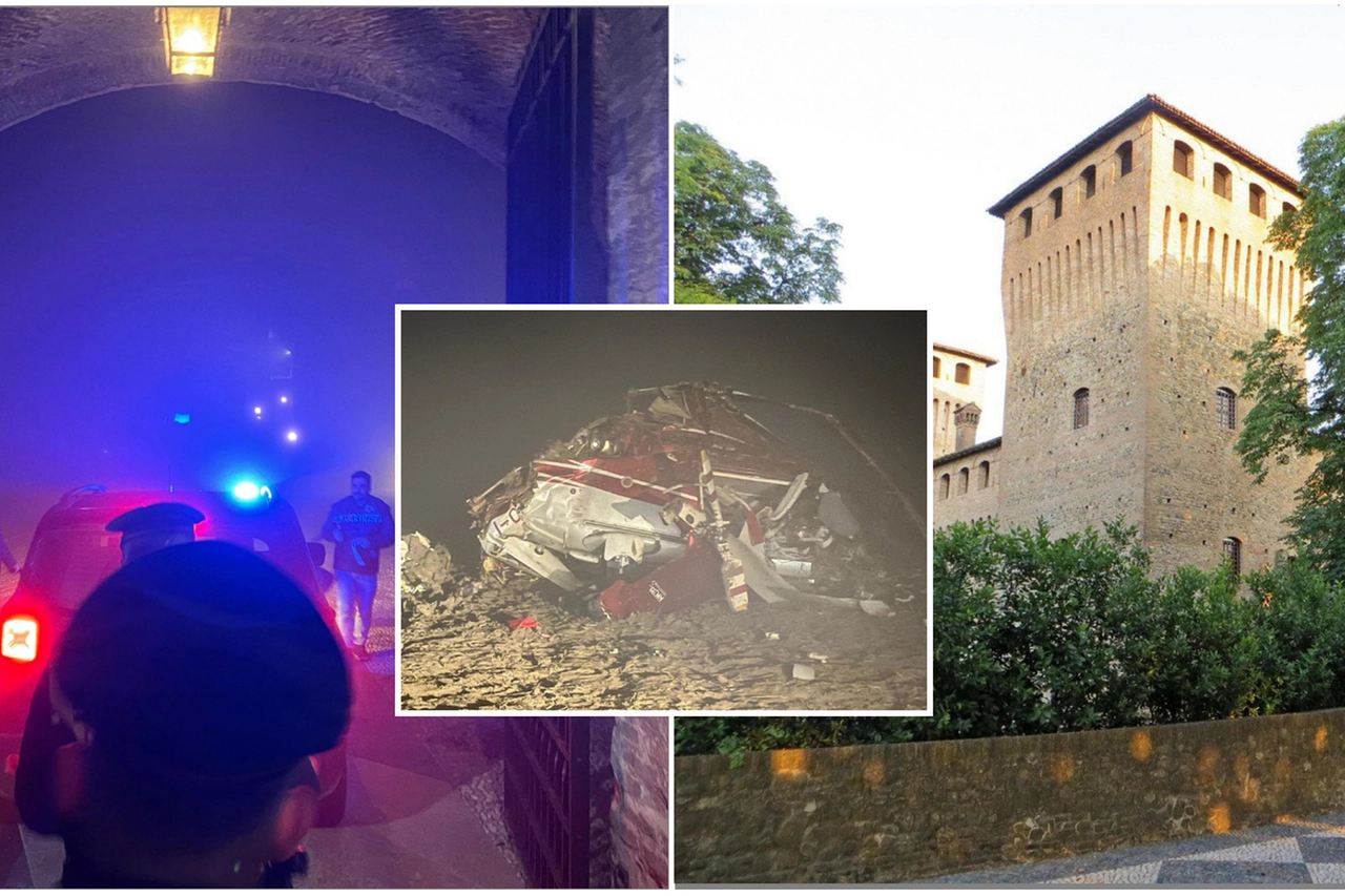 L’elicottero precipitato nella proprietà Rovagnati, il castello di Castelguelfo