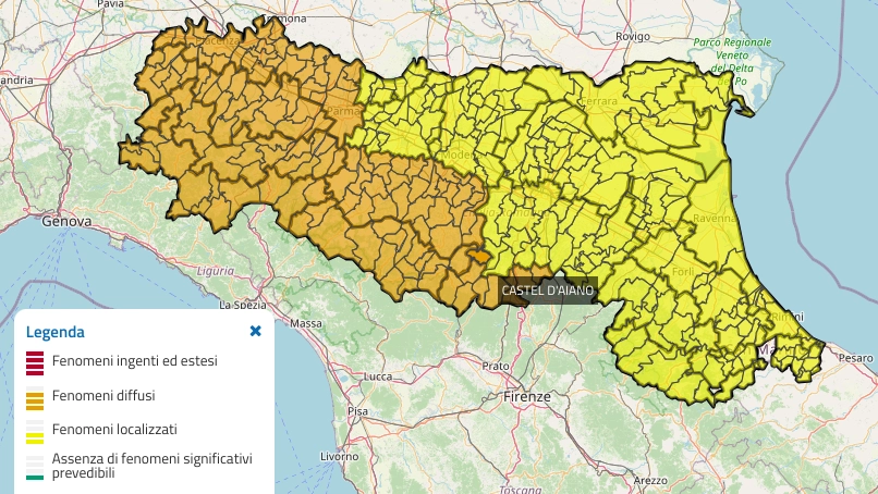 L'allerta meteo in Emilia Romagna per il 17 ottobre