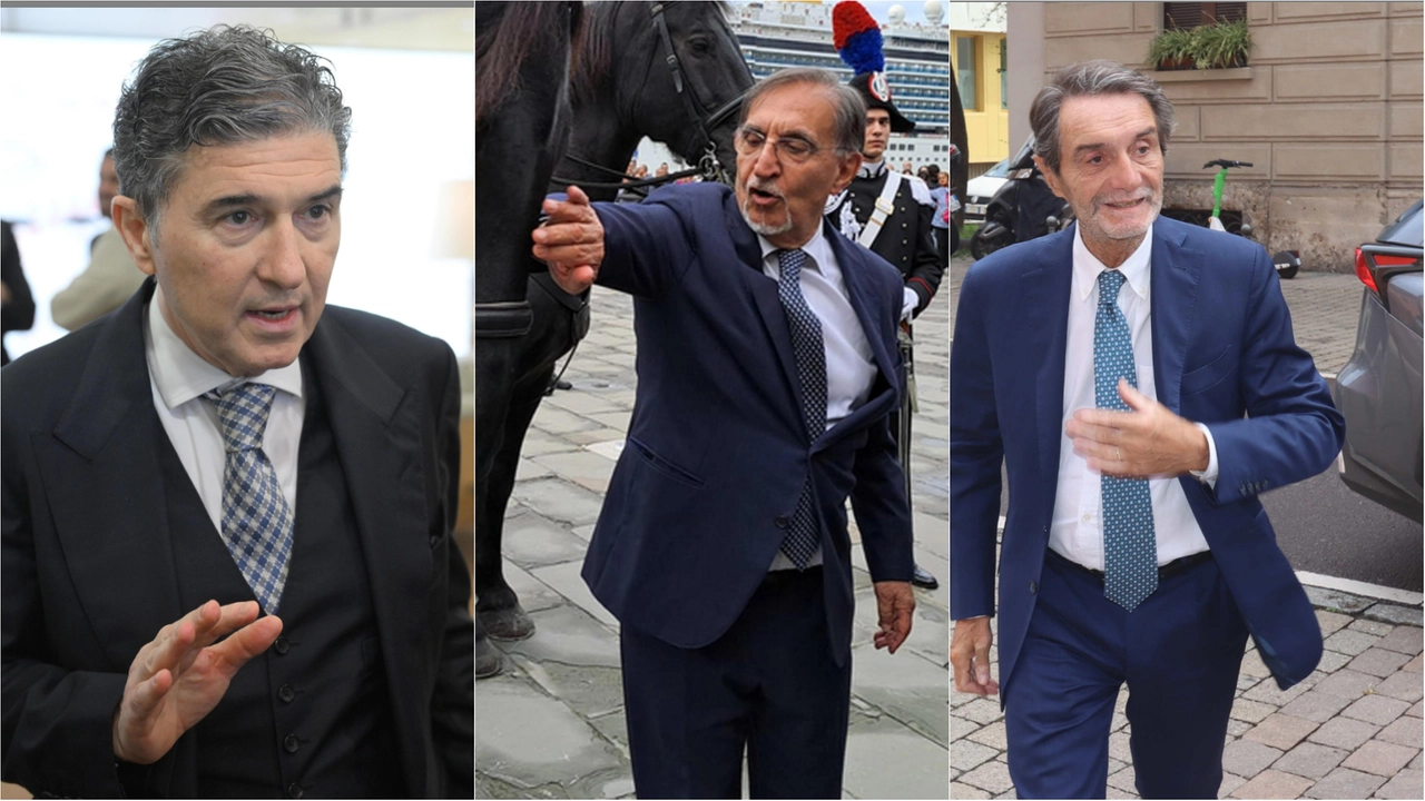 Da sinistra, il presidente di Fondazione Fieramilano Enrico Pazzali, il presidente del Senato Ignazio La Russa e il presidente di Regione Lombardia Attilio Fontana