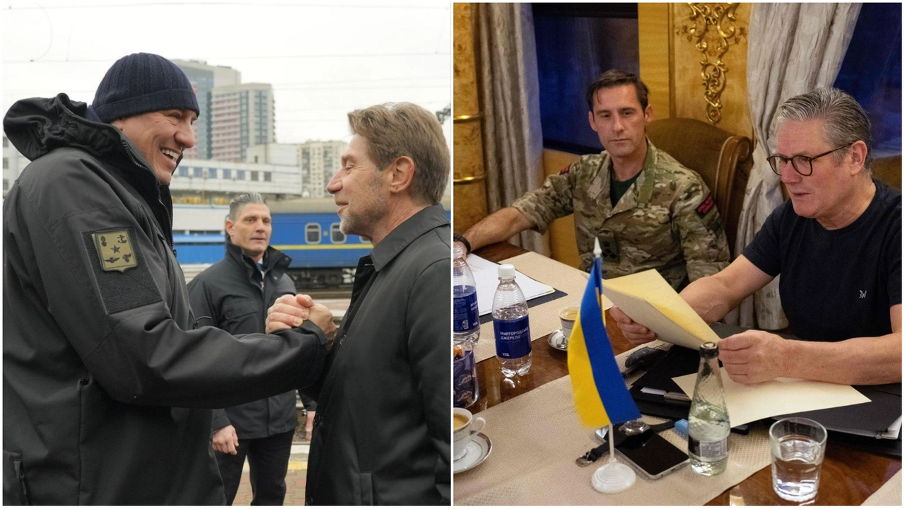 Guido Crosetto e Keir Starmer a Kiev