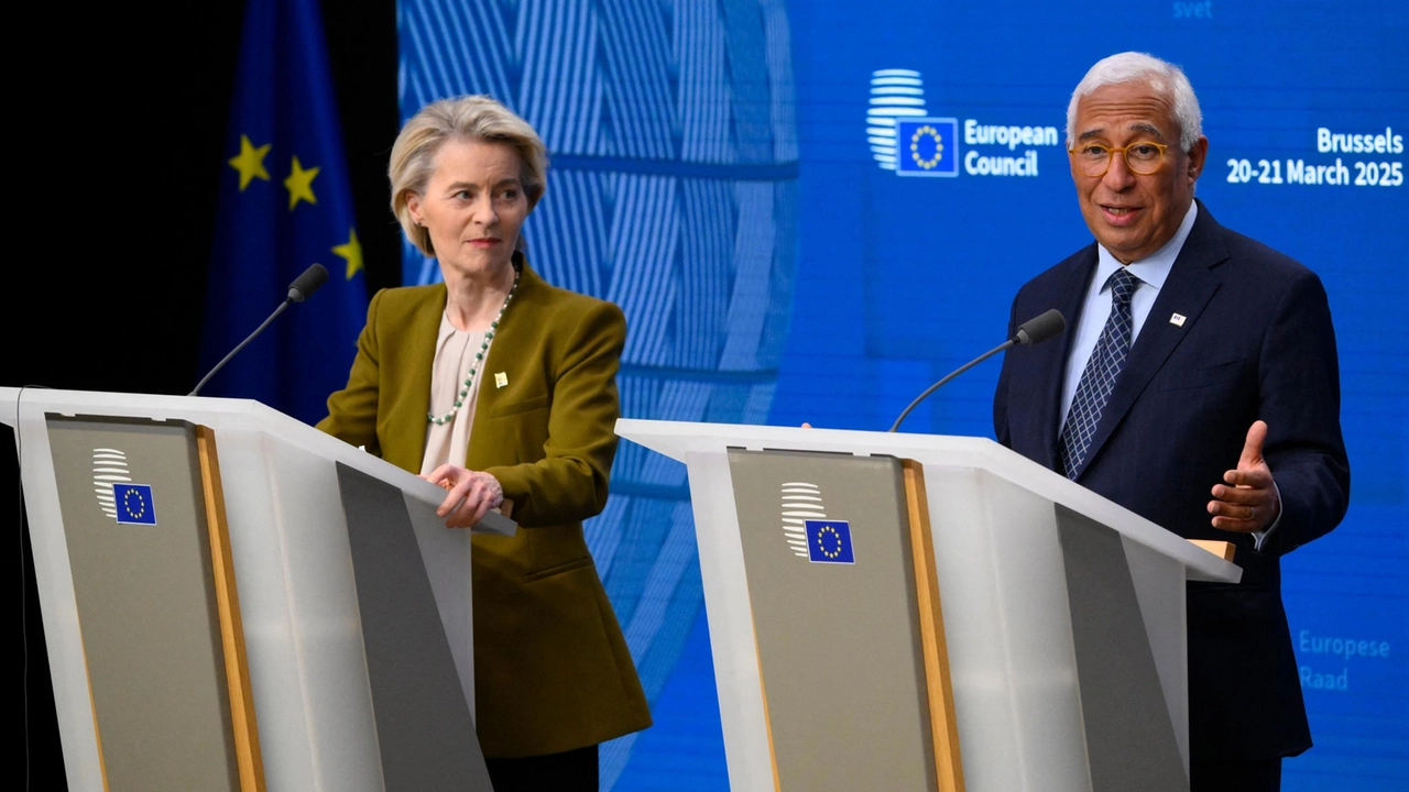 Ursula von der Leyen, presidente della Commissione europea, e Antonio Costa, presidente del Consiglio europeo (Ansa)