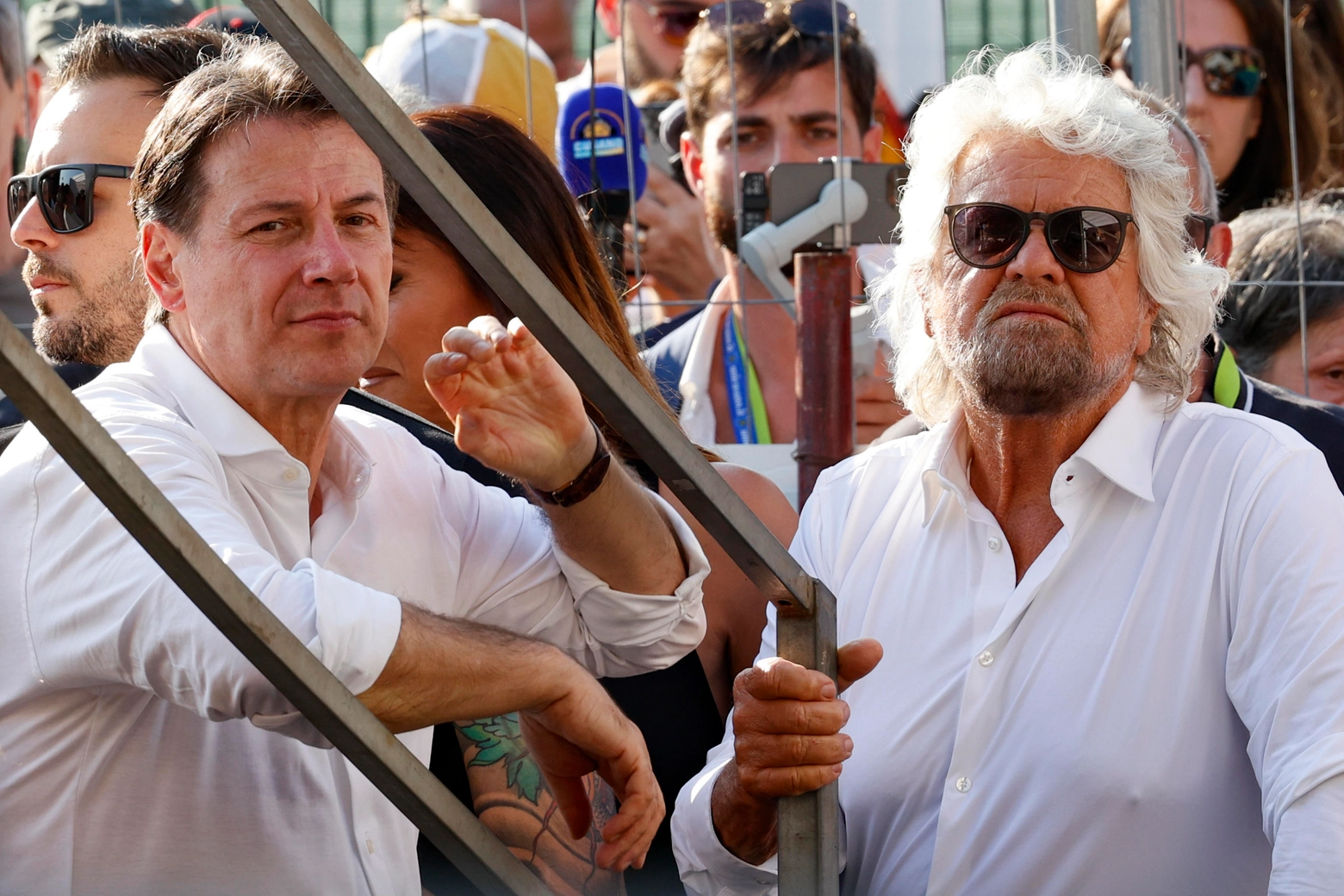 Il presidente del M5S, Giuseppe Conte, con il fondatore del Movimento, Beppe Grillo