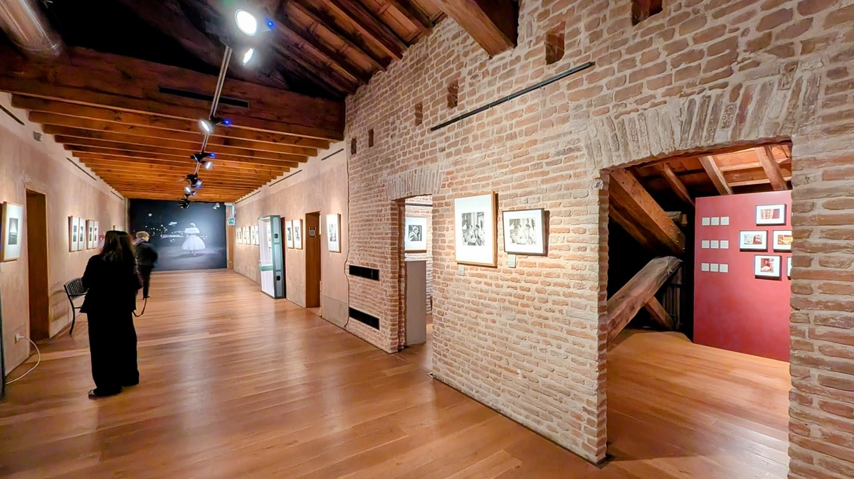 L'allestimento della mostra nel Belvedere della Villa Reale