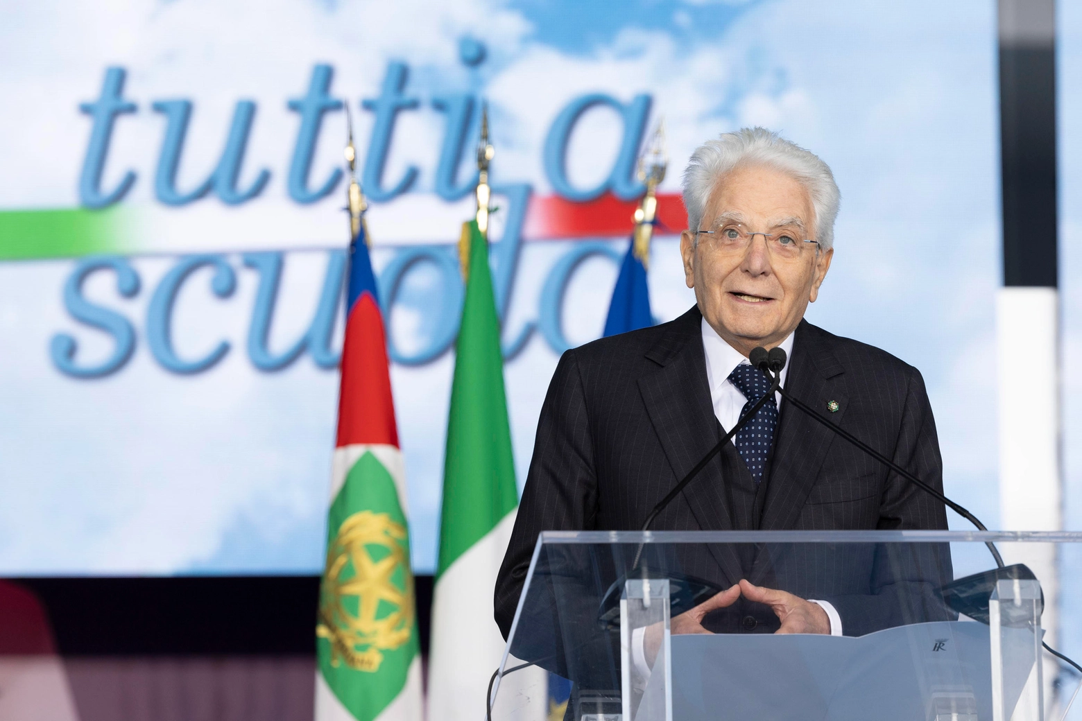 Il Presidente della Repubblica Sergio Mattarella in occasione della cerimonia di inaugurazione dell’anno scolastico a Cagliari