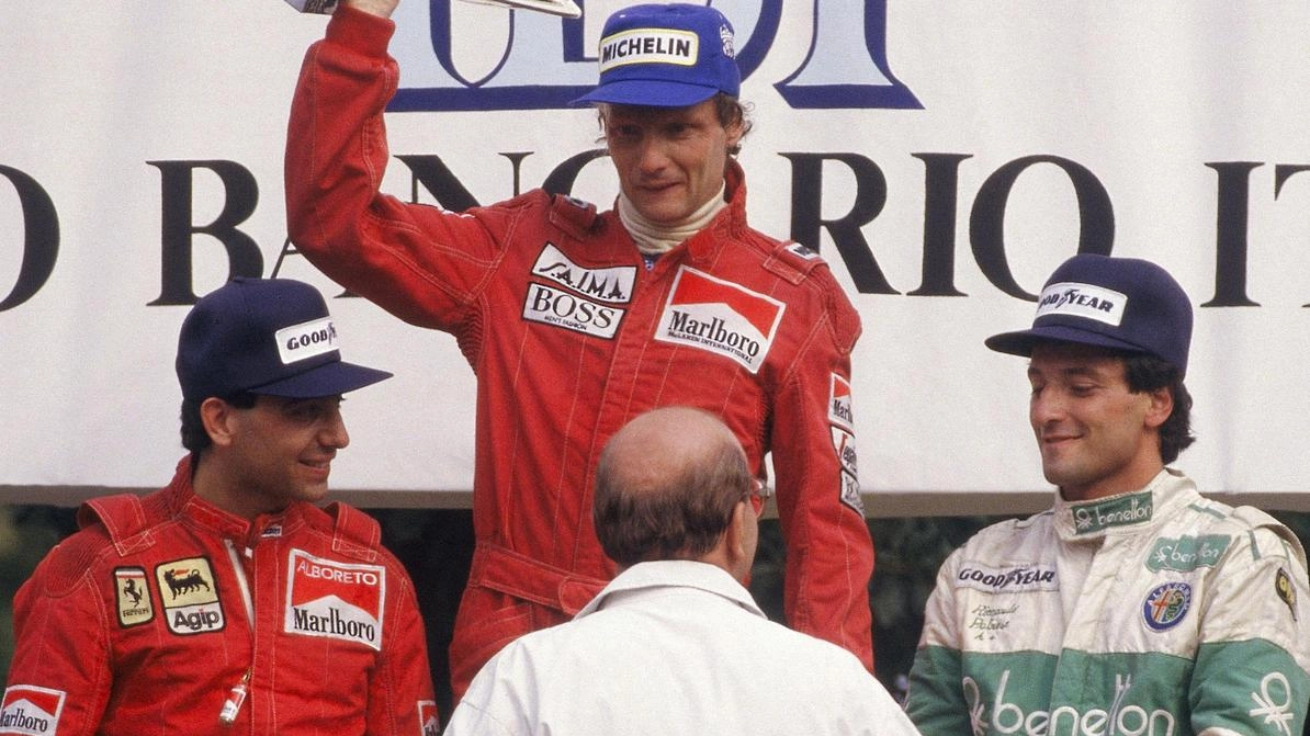 Lauda, Alboreto e Patrese. Senna fermo per un cavillo