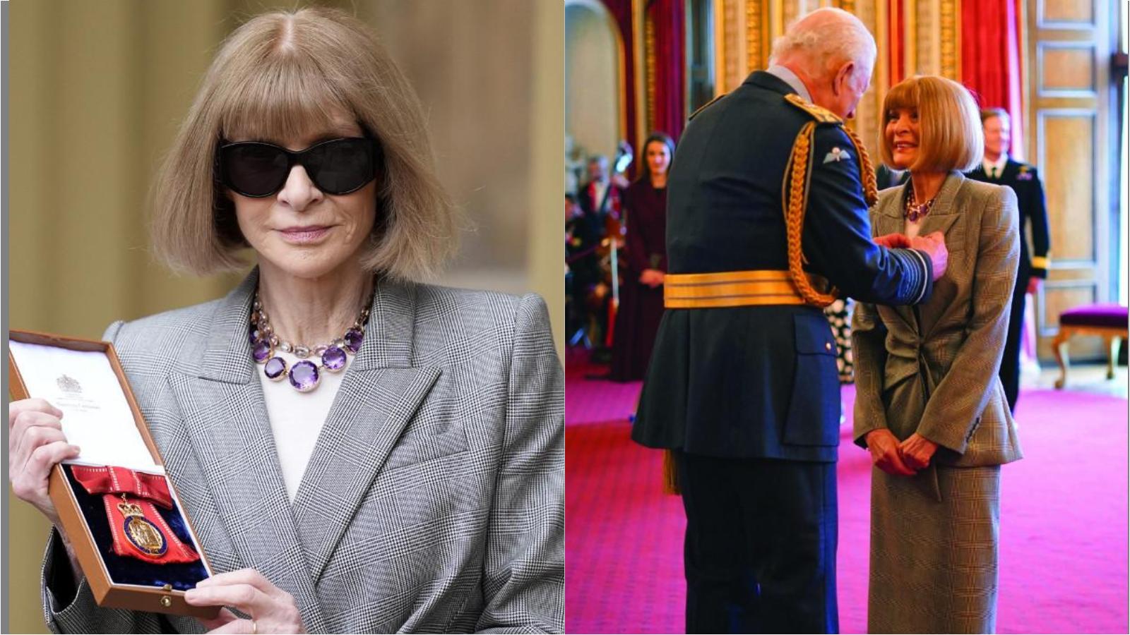 Anna Wintour senza occhiali da sole da Re Carlo III