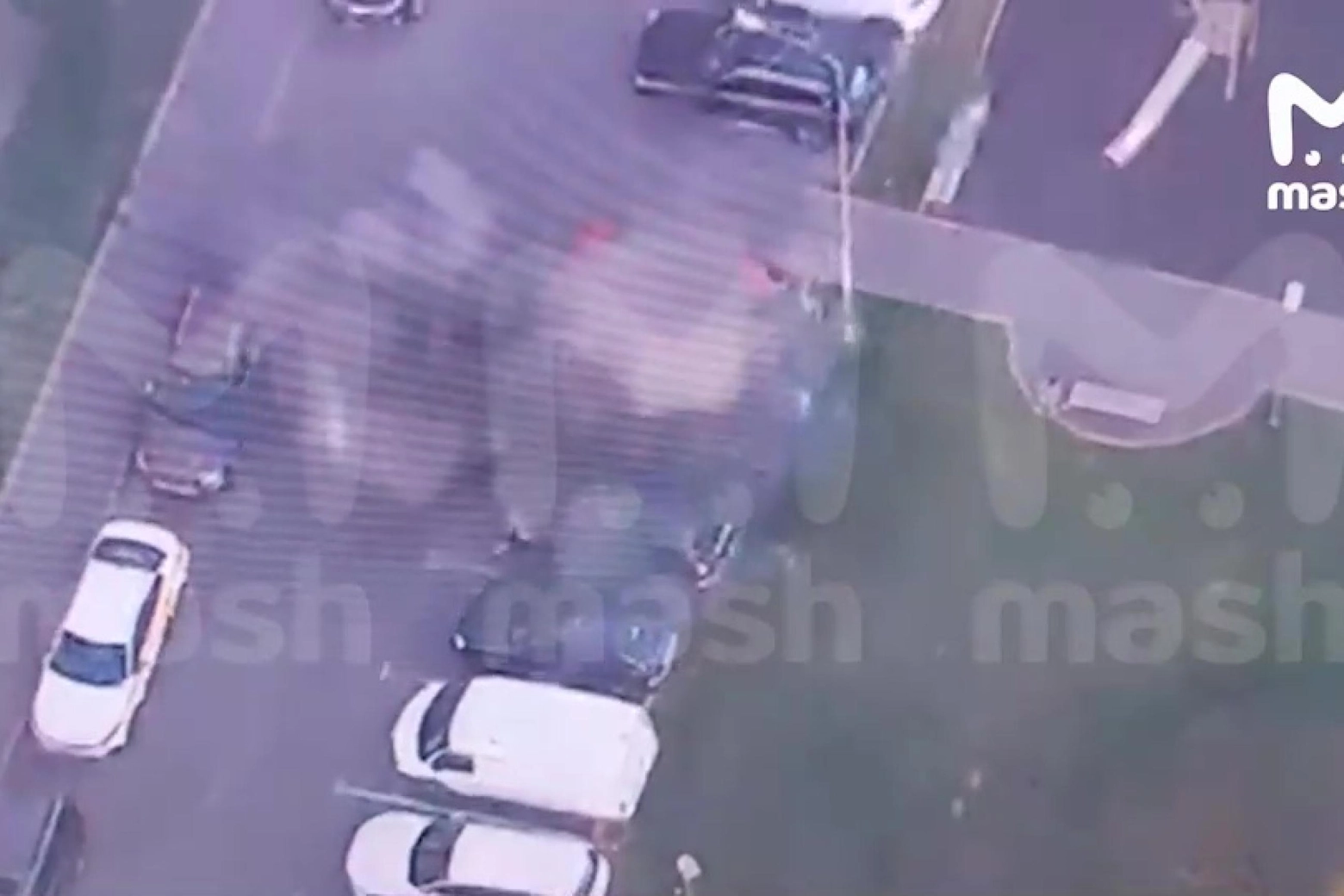 Un fermo immagine tratto da un video mostra l'esplosione dell'autobomba avvenuta a nord di Mosca in cui sarebbe rimasto ferito Andrey Torgashov