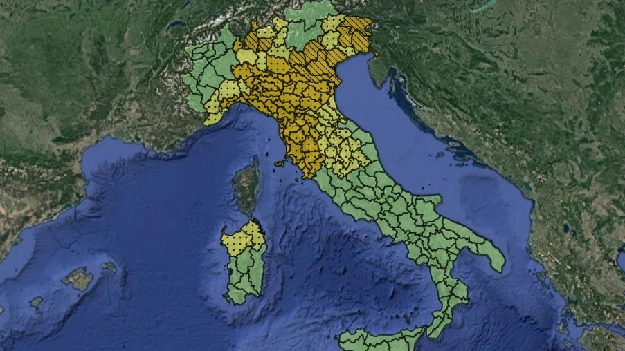 Allerta meteo: la mappa previsionale della Protezione civile per domenica 8 settembre