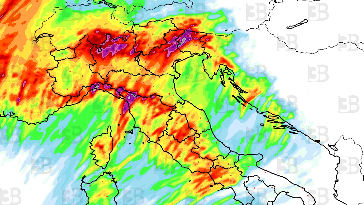 Previsioni meteo, la mappa delle precipitazioni per martedì 8 ottobre