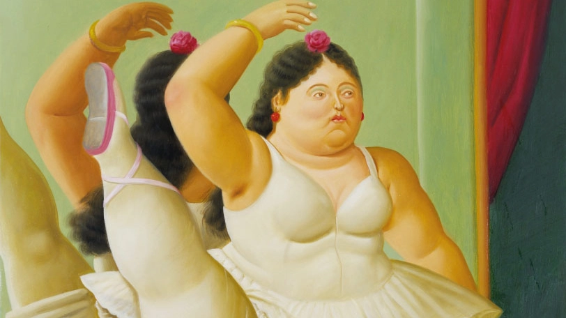 Ballerina alla sbarra 1988, Botero, Olio su tela