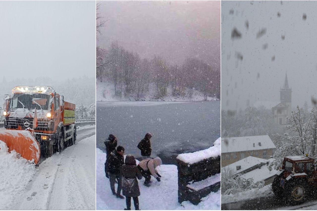 Neve sugli Appennini e in collina in Emilia-Romagna. Da sinistra: Sestola, Lago Santo Modenese, Pievelago