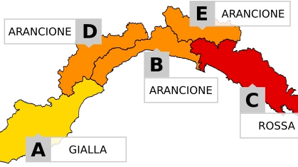 L'allerta meteo in Liguria per martedì 8 ottobre