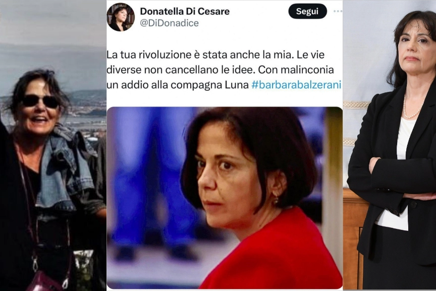 Barbara Balzerani (a sinistra) e il post, poi rimosso, di Donatella Di Cesare (a destra)