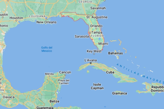 Cuba e la Florida: la mappa