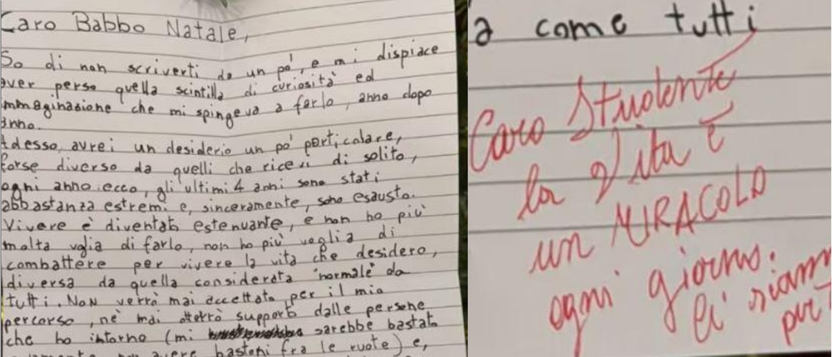 La struggente lettera dello studente del Politecnico di Bari a Babbo Natale. La mamma chiama la prof: “E’ mio figlio”