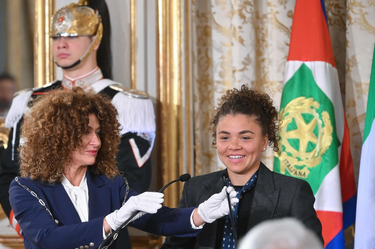 Intervento di Jasmine Paolini di fronte al presidente della Repubblica, Sergio Mattarella