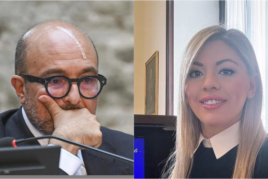 L'ex ministro Gennaro Sangiuliano con un vistoso graffio sulla fronte e Maria Rosaria Boccia