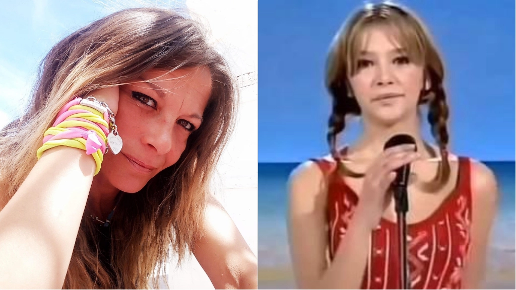 Francesca di Ruberto a 44 anni e ai tempi della trasmissione tv 'Non è la Rai'