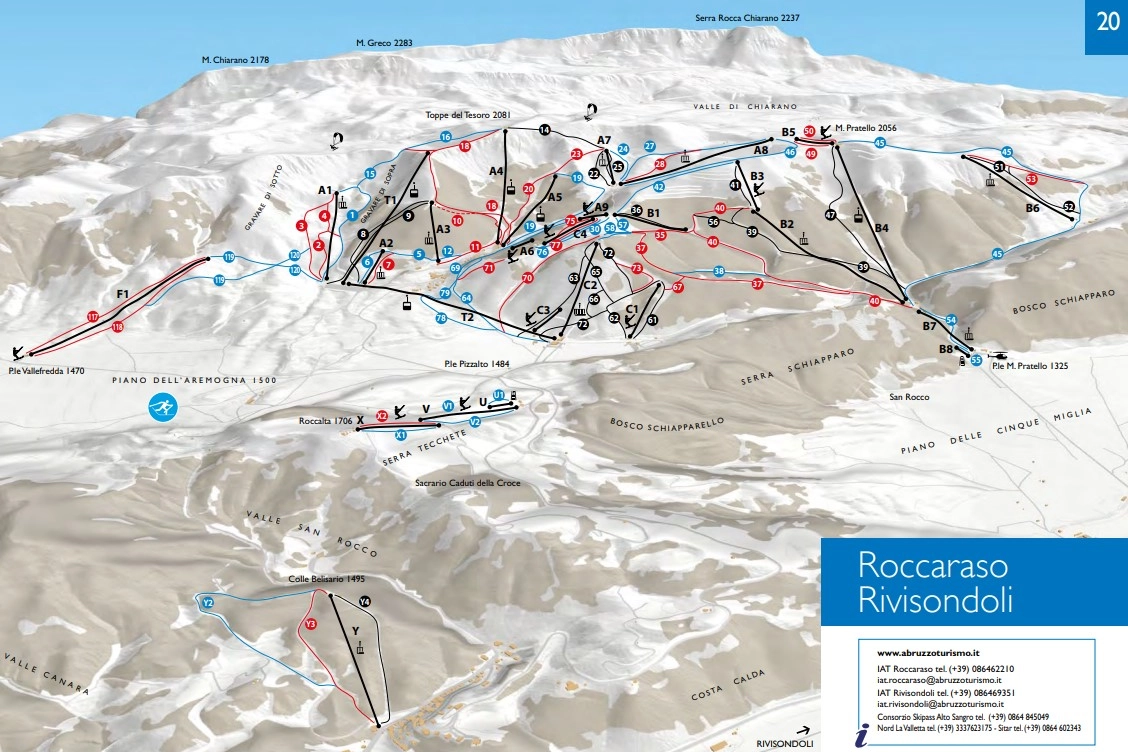 Roccaraso, la mappa di piste e impianti (Regione Abruzzo)