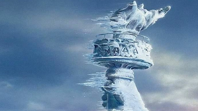 Una delle più classiche immagini da film Usa catastrofico sulla nuova glaciazione: questa è tratta da L’alba del giorno dopo, diretto nel 2004 da Roland Emmerich