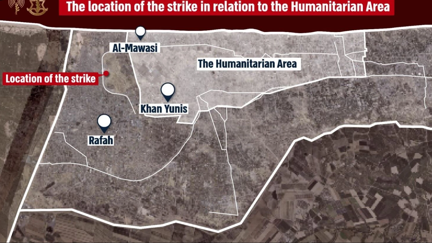 Una mappa degli obiettivi militari a Rafah pubblicata su X dall'Idf